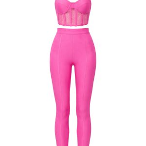 Bandage Lace Top And Pants Set