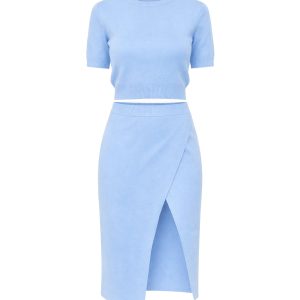 Short Sleeve Top and Asymmetric Skirt Set