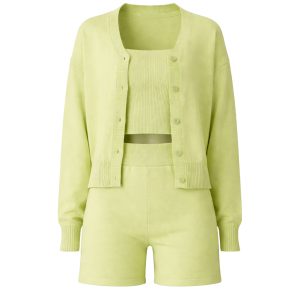 Knit Cardigan Top and Short Set