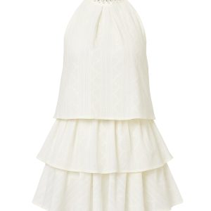 Soft Pearl Elegance Sleeveless Top & Skirt Set