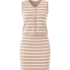 Lucy Stripe Knit Vest & Mini Skirt Set
