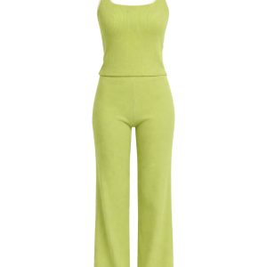 Lilith Ribbed Knit Tank Top With Pants Set