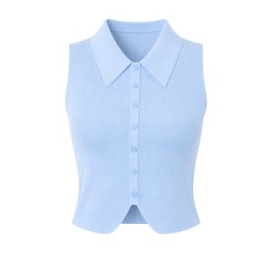 Emmy Knit Sleeveless Button Down Top