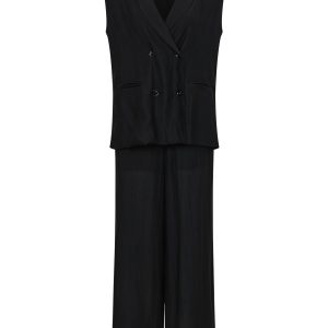 Woven Oversized Double Breasted Vest and Pants Set