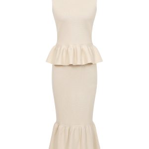 Bloomform Knit Sleeveless Peplum Top and Midi Skirt Set