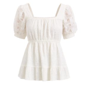 Puff & Textured Short Sleeve Top
