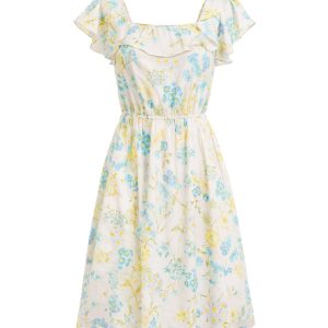 Flowers in the Wind Printed Ruffle Mini Dress