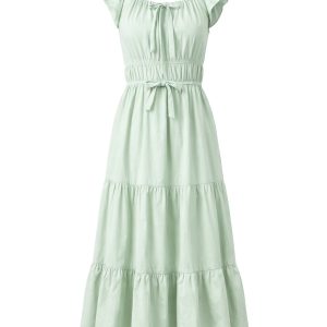 Bow & Flow Cotton Tiered Midi Dress