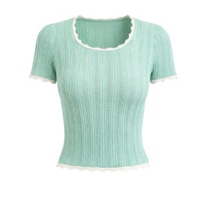 Pointelle Charm Short Sleeve Top