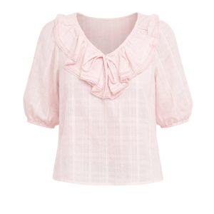 Mia Double Ruffled Collars Short Sleeve Top