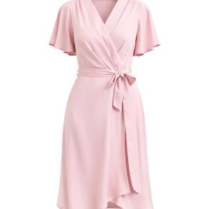 Charming Front Bow Tie Woven Mini Dress