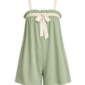 Lyra Woven Front Bow Tie Romper