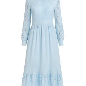 Woven Lace Tiered Shirt Dress