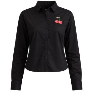 Woven Shirt With Cherry Embroidery