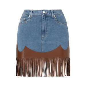 On the List Denim Mini Skirt With Fringe