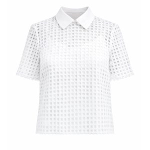 Camilla Lace Short Sleeve Embellished Collar Top With Cami
