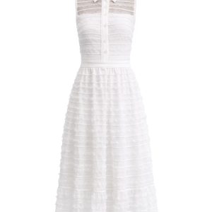 Make Me Sway Lace Sleeveless Midi Dress with Collar