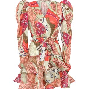 Puff Sleeve Dreamscape Tiered Flare Dress