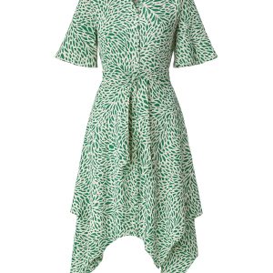 Celestial Bloom Front Tie Midi Dress