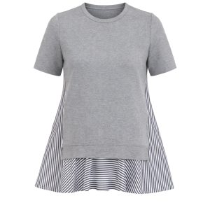 Penelope Short Sleeve Top With Stripe Contrast