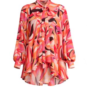 Neck Tied Front Long Sleeve Top