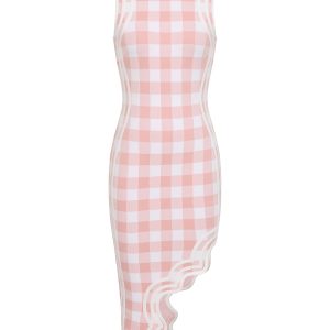 Gingham Print Bandage Asymmetrical Hem Dress