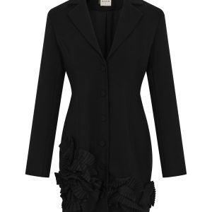 Elysian Woven Blazer Dress with Ruffle Trim