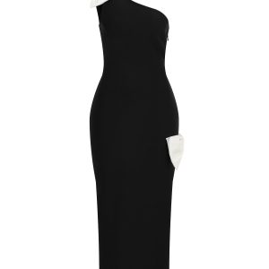 Sculpted Elegance Bow Maxi Dress