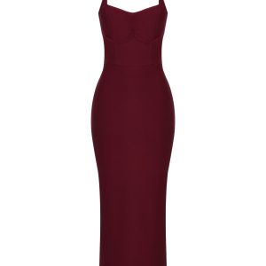 Bandage Bustier Maxi Dress with Gold Rings