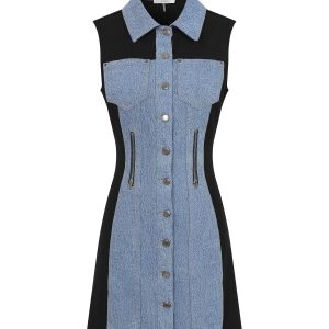 Genevieve Mixed Media Denim Mini Dress