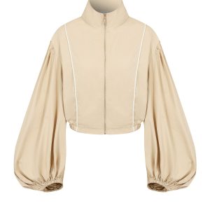 Super Puffed Sleeves Piping Detail Jacket