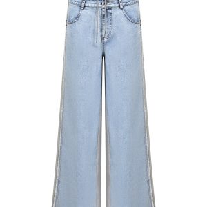 Knit Denim Mix Wide Pants