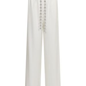 Crystal Drop Knit Wide-Leg Pants