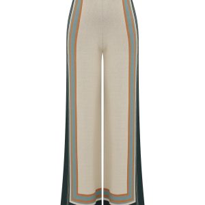 Knit Multi Border Stripe Wide Leg Pants