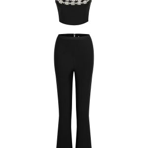 Daisy Edge Embellished Top and Pants Set