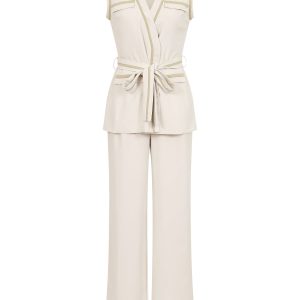 Polished Structure Sleeveless Woven Vest & Pants Set