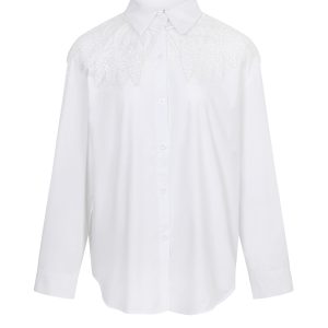 Embellished Yoke Woven Long Sleeve Top