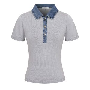 Knit Denim Mix Top