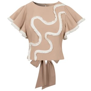 Woven Short Sleeve Top with Ruffle Detail
