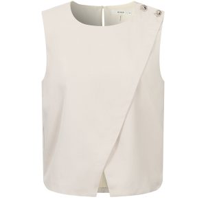 Sleeveless Woven Top with Button Detail