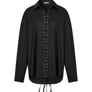Woven Shirt with Lace Up