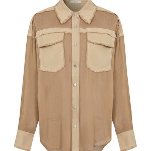 Sheer Shirt with Contrast Stitching