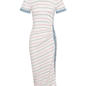 The Elise Short Sleeve Knit Dress With Stripe Pattern