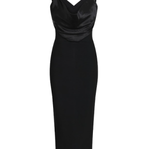 Midnight Whisper Cowl Bandage Dress