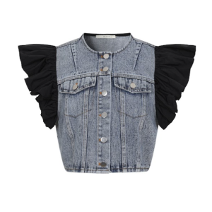 The Cloud Shoulder Crop Denim Jacket