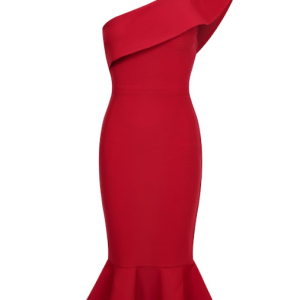 Bandage One Shoulder Fishtail Hem Dress
